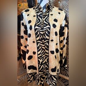 Vintage NWT 80s designer Paolo Santini animal print silk blouse